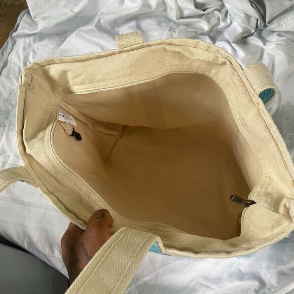 CB Station THERAPY IS COOL natural blue BOAT TOTE Shoulder Bag Nwot - Picture 6 of 7